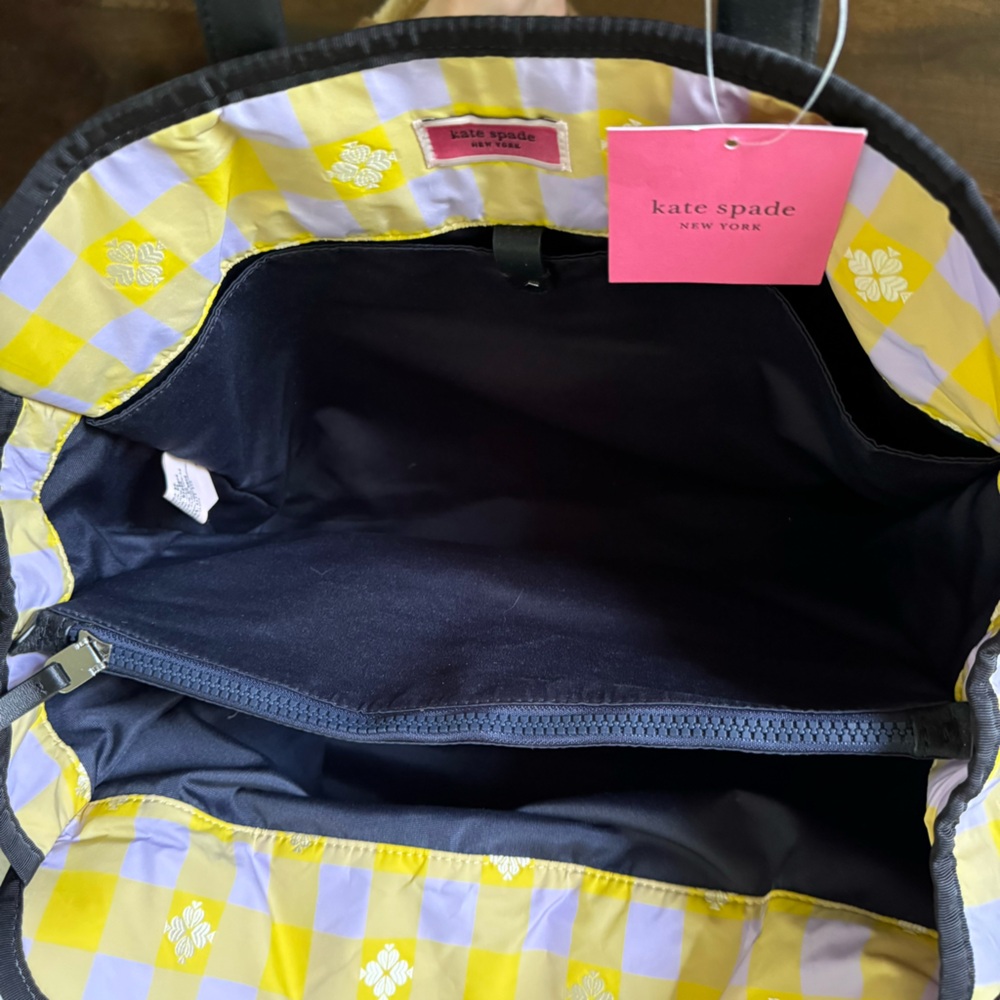 Kate Spade Morley gingham tote in yellow & lilac NEW NWT large tote - Picture 8 of 16